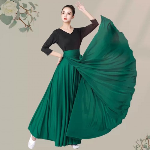 Wine black blue flamenco dance skirts paso double dance one piece wrap skirts xinjiang modern dance long swing skirt hip scarf