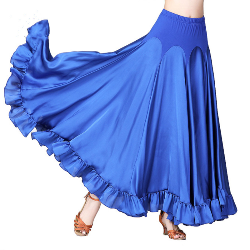 Women black royal blue Modern ballroom dance skirt National standard ...