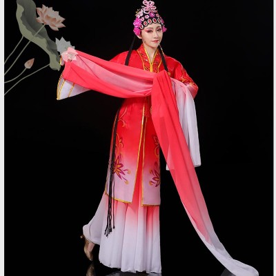 Women Chinese Huangmei Opera Peking Opera water Sleeve Flower Dan Pear Blossom Song Opera Dance Costume Chinese Style folk dresses