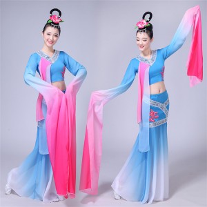 Women chinese traditional classical dance dresses costumes water sleeves stage performance fairy cosplay dress