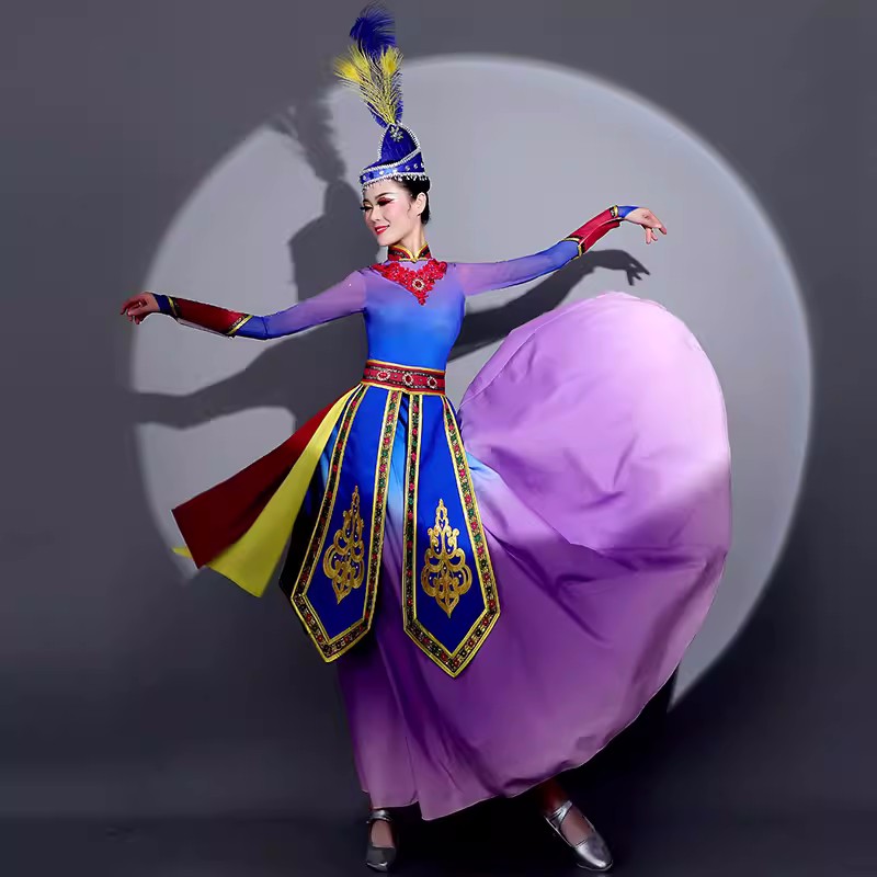 Modern Dance Costume Dress Women Square Dance Tutu Suit Opening Dance Big  Swing Skirt Singing Dance