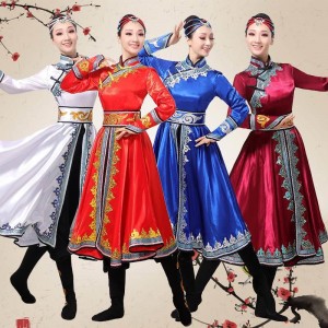 Women Mongolian dance costume Ethnic minority Mongolian performance costumes Mongolia dance robe for female