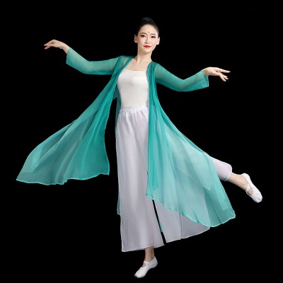 Women pink blue white Chinese folk classical dance costumes hanfu fairy dress rhyme gauze elegant Chinese style modern dance yangko princess dance wear for female