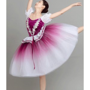 Women purple gradient colored ballet dance dress modern dance long length ballerina ballet performance costumes for girls
