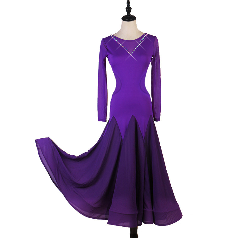 Women violet purple competition national ballroom dance dress with ...