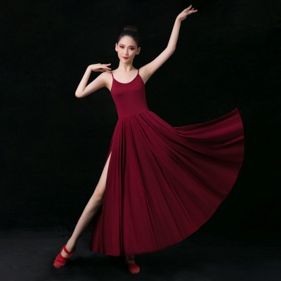 Women wine Chinese Classical dance dresses elegant Chinese style modern ballet dance dresses test practice clothes