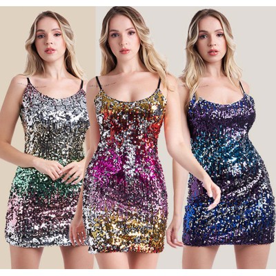 Women young girls Colorful sequined jazz dance dresses party evening dresses nightclub bar hot pole dance dress singers stage performance sexy dress skirt