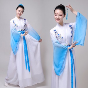 Women's chinese ancient film cosplay hanfu fairy princess dresses umbrella fan dance stage performance dresses