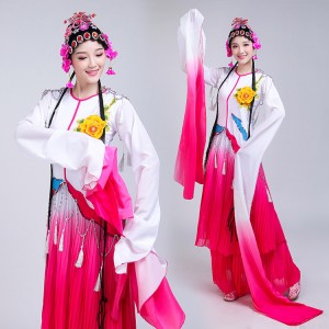 Women's Chinese folk dance costumes ancient opera water fall sleeves pecking drama traditional dance stage performance costumes