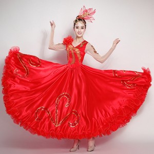 Women's Chinese folk dance costumes ancient traditional spanish flamenco stage performance party cosplay dancing dresses