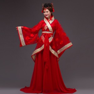 Women's chinese folk dance costumes for female red blue fuchsia fairy ancient traditional photos princess cosplay hanfu robes dresses