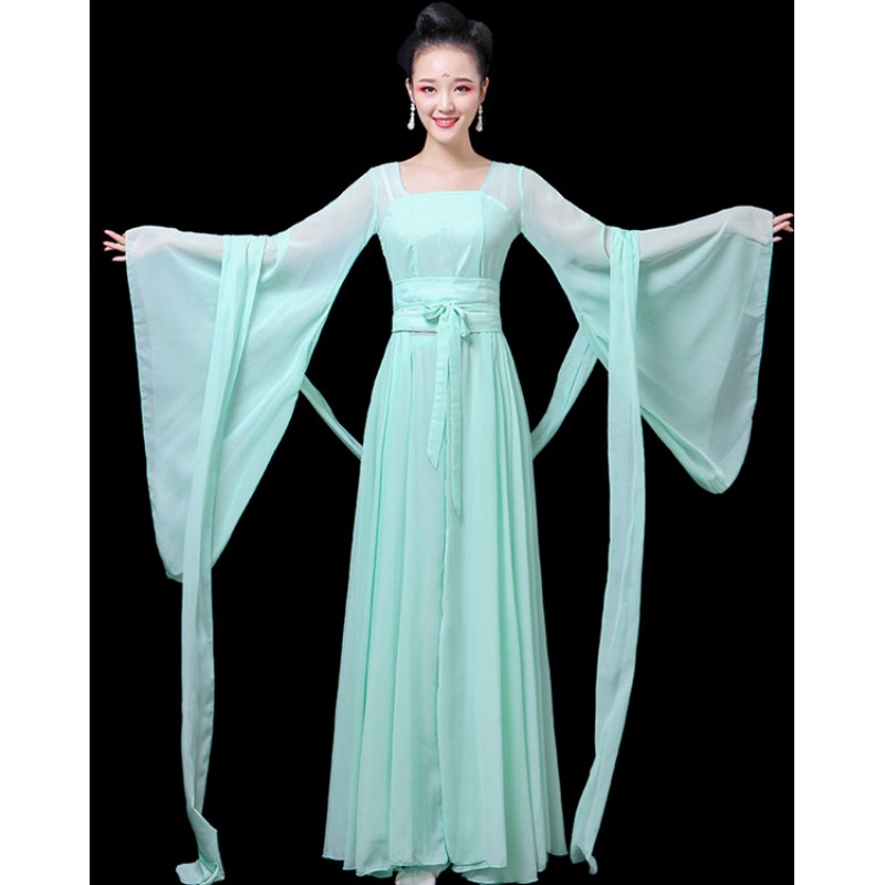 Women's Chinese folk dance costumes hanfu fairy mint colored traditional classical stage performance  drama photography kimono dresses 