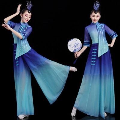 Women's chinese folk dance dress classical dance dress ancient traditional classical fairy princess fan umbrella dance dress