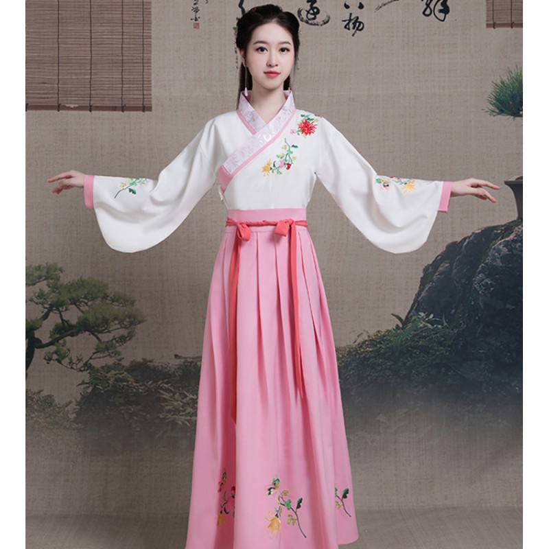 Women's chinese folk dance dresses fairy cosplay hanfu dresses classical princess tang dynasty performance Japanese korean robes kimono