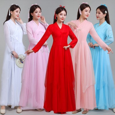 Women's Chinese folk dance dresses female hanfu princess fairy  drama photography cosplay costumes robes dress