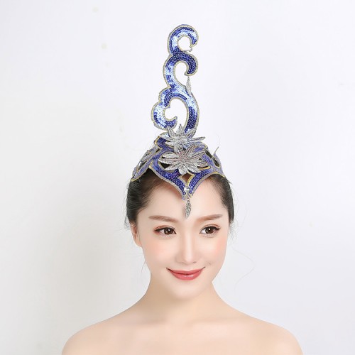 Women's chinese folk dance head piece headdress stage performance modern dance classcial traditional fairy dance hair accessories