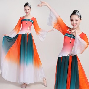 Women's chinese traditional classical dance dersses fairy princess cosplay dress fan umbrella dance dresses