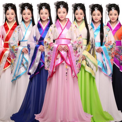 Women's Chinese traditional Pincess performance dresses Tang Hanfu ancient drama fairy cosplay costumes Japanese Korean performance kimono