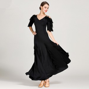 Women's girls ballroom dancing dresses red black waltz tango flamenco big skirted dresses for lady female