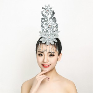 Women's girls chinese folk dance hair accessories modern dance stage performance fan dance classical performing headdress headwear