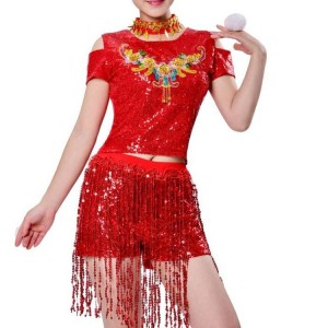 Women's girls jazz hiphop dance costumes sequin street cheerleaders gogo dancers stage performance outfits costumes