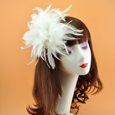 Women's girls stage performance feather headdress bridal model jazz singers host cosplay hair clip brooch