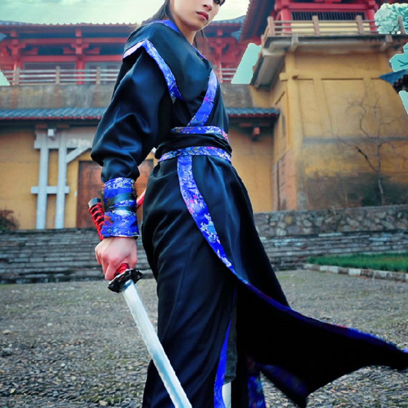 Women's Hanfu chinese folk dance costumes warrior swordsmen china traditional drama cosplay robes