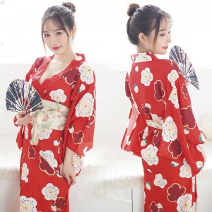 Women's japanese kimono dress pajamas yukata with obi belt  japan anime drama night club cosplay robes kimono dresses
