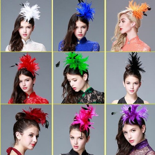 Women's kids children modern dance feather hair accessories jazz singers stage show performance headdress 