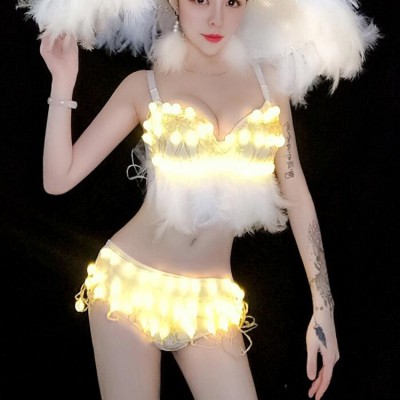 Women's led light modern jazz dance costumes female stage performance night club gogo dancers group dance jumpsuits