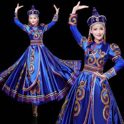 Women's mongolian dance costumes stage performance minority mongolia performance robes
