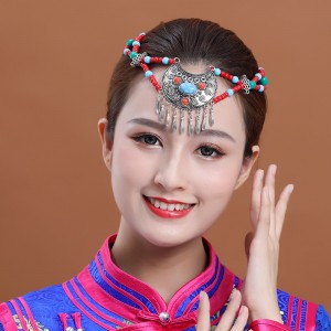 Women's Mongolian dance headdress stage performance Chinese minority Mongolia performing head chain