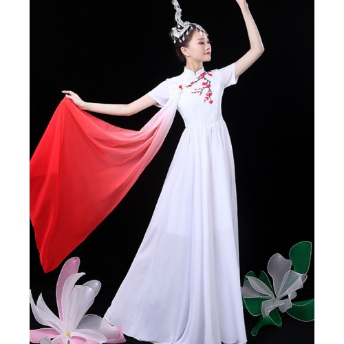 Women's white colored Chinese ancient traditional classical dance dress singers dancers fairy drama cosplay dress costumes