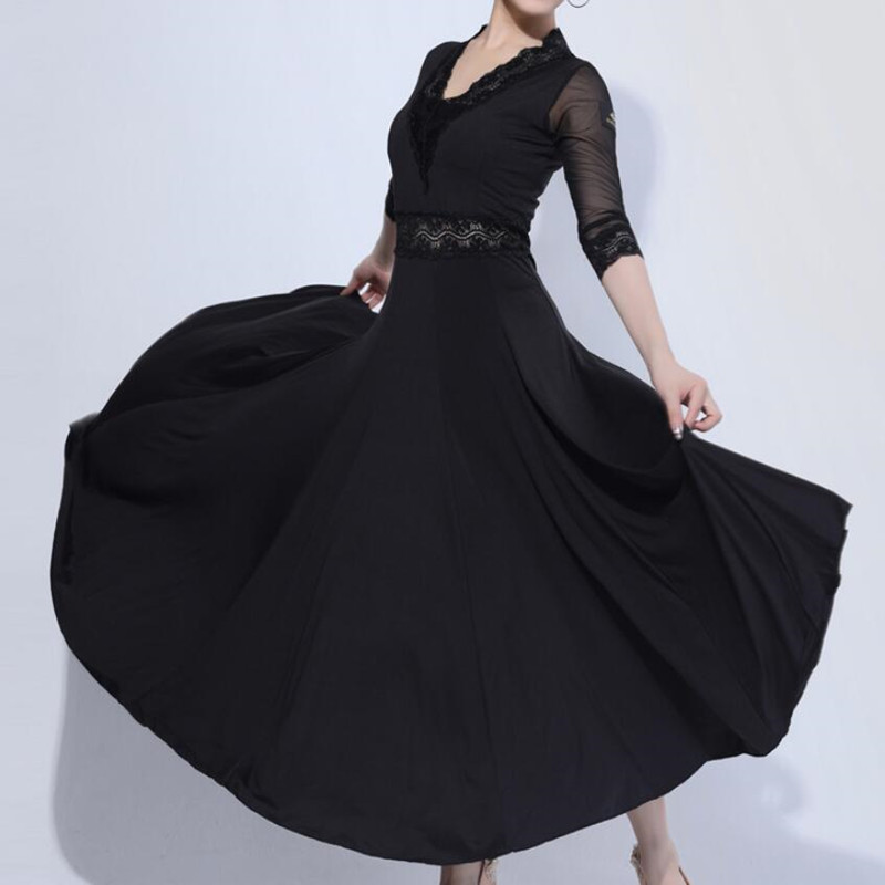 Women's wine colored ballroom dancing dresses black waltz tango dancing dresses