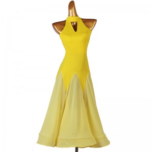 Yellow ballroom Dance Dress for Women girls stage performance waltz tango foxtrot smooth dance skirts for female customizable